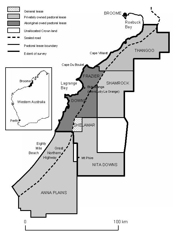 Line drawing of the survey location area near Broome, Western Australia