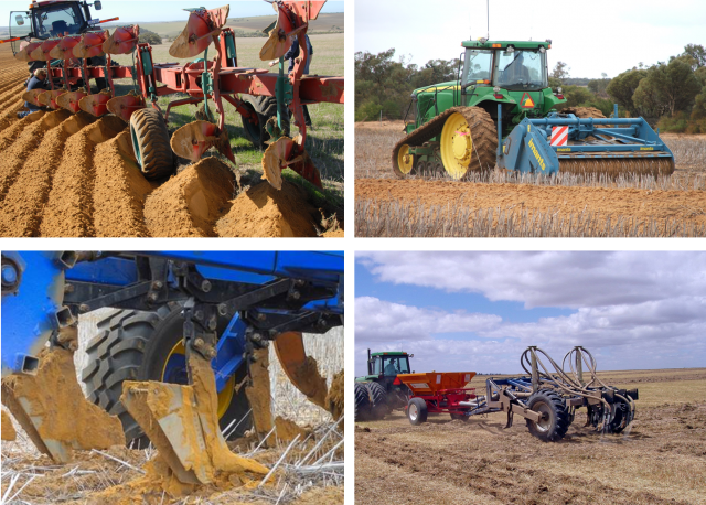 Composite photo of different tillage implements