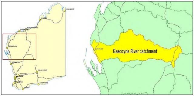 Map of the Gascoyne River catchment in Western Australia