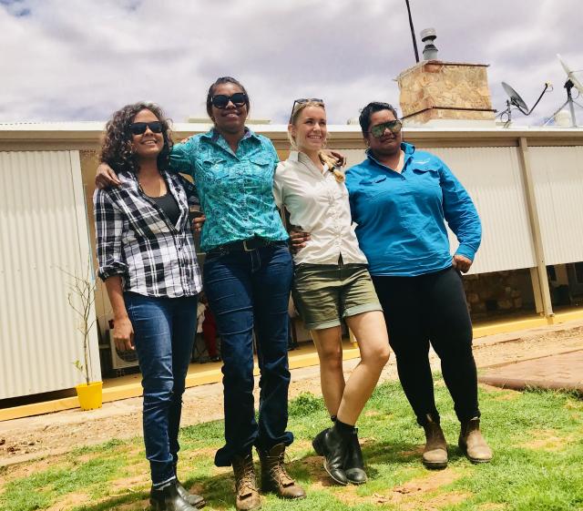 Madeline (far left) and Lexine (far right) with Darrylin Gordon, National Runner Up 2018 Rural Women of the Year (second left) and AED Development Officer, Daisy Goodwin (second right) at the Indigenous Cattlemen’s Workshop in South Australia, 2017