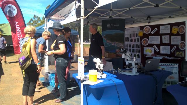 DPIRD Senior entomologist Stewart Learmonth discussing truffle pests in front of the truffle pest display at the recent Warren Districts Ag Show