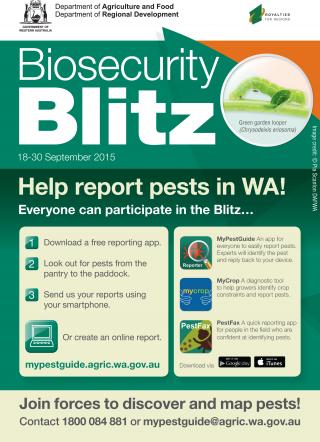 The Department of Agriculture and Food has a range of online tools and mobile device apps to help people report pests and diseases of agriculture.