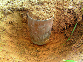 Bulk density is a measure of the dry weight of soil for a given volume and depth