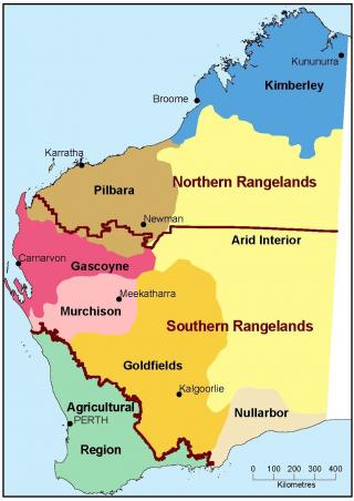 Drawing of the rangeland regions of Western Australia