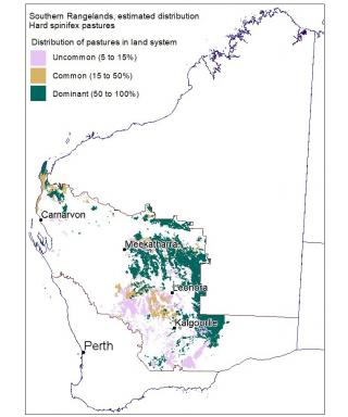 Map of estimated distribution of hard spinifex pastures in the Southern Rangelands