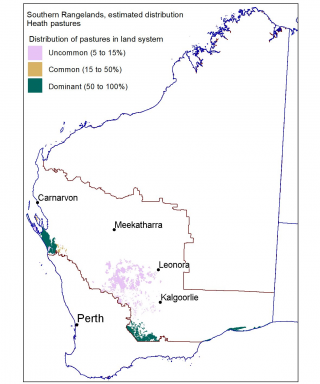 Distribution map of heath pastures in the southern rangelands