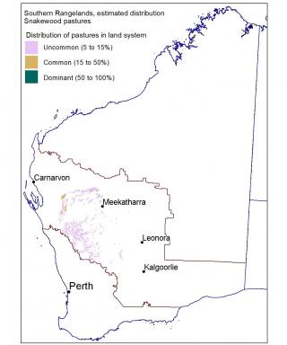 Line drawing map of the estimated distribution of snakewood pastures