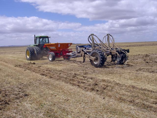 The modified deep-ripper used to place lime into the soil profile.