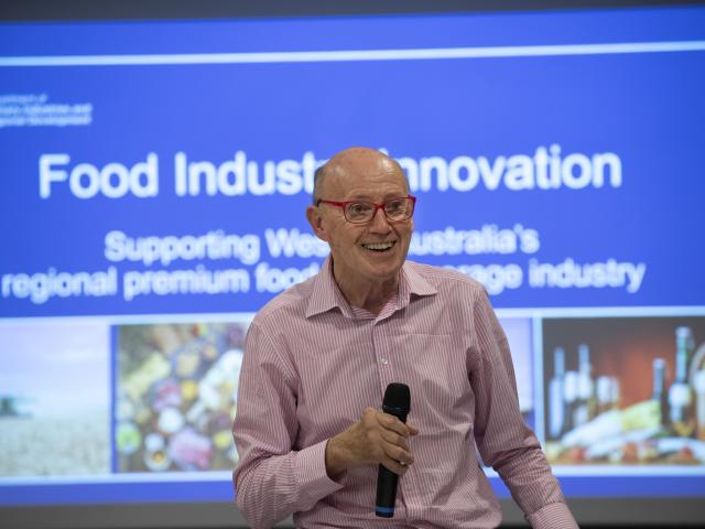 Professor David Hughes speaking at the global food trends seminar in Wanneroo