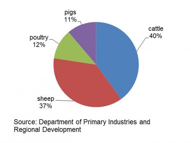 Pie chart showing of all 1000 livestock disease investigations 40% were cattle, 11% were pigs, 12% were poulty and 37% were sheep.