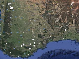 Locations of aphid traps across WA.