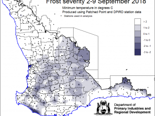 Frost severity map 2 - 9 September 2018
