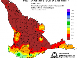 Plant Available Soil Water (mm) map