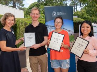 Young professionals in Agriculture Forum winners with DPIRD award presenter