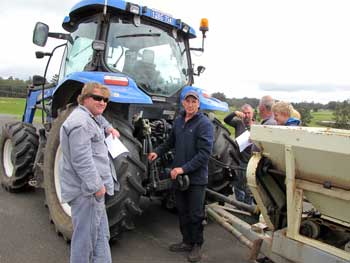 Department of Agriculture and Food technical officer Graham Blincow (right) demonstrates the features of one the department’s tractors to course participant Kristian Herbert of Northcliffe.