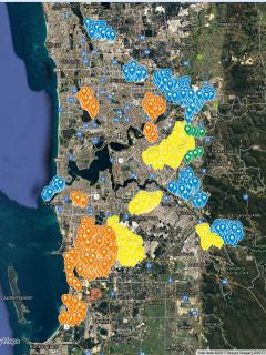 The Department of Agriculture and Food maps the location of European wasp surveillance traps deployed and nests located and destroyed in the Perth metropolitan area.